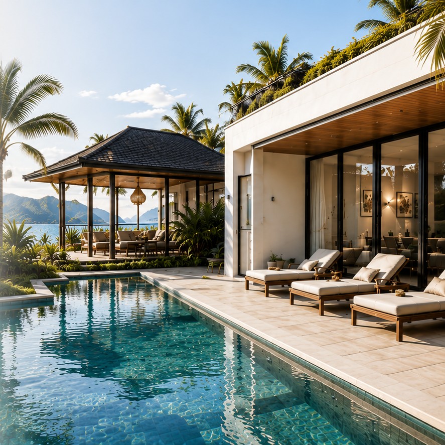 Luxury resort with pool